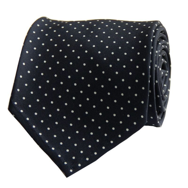 7-FOLD NAVY WITH WHITE DOT TIE - CORSO MILLE