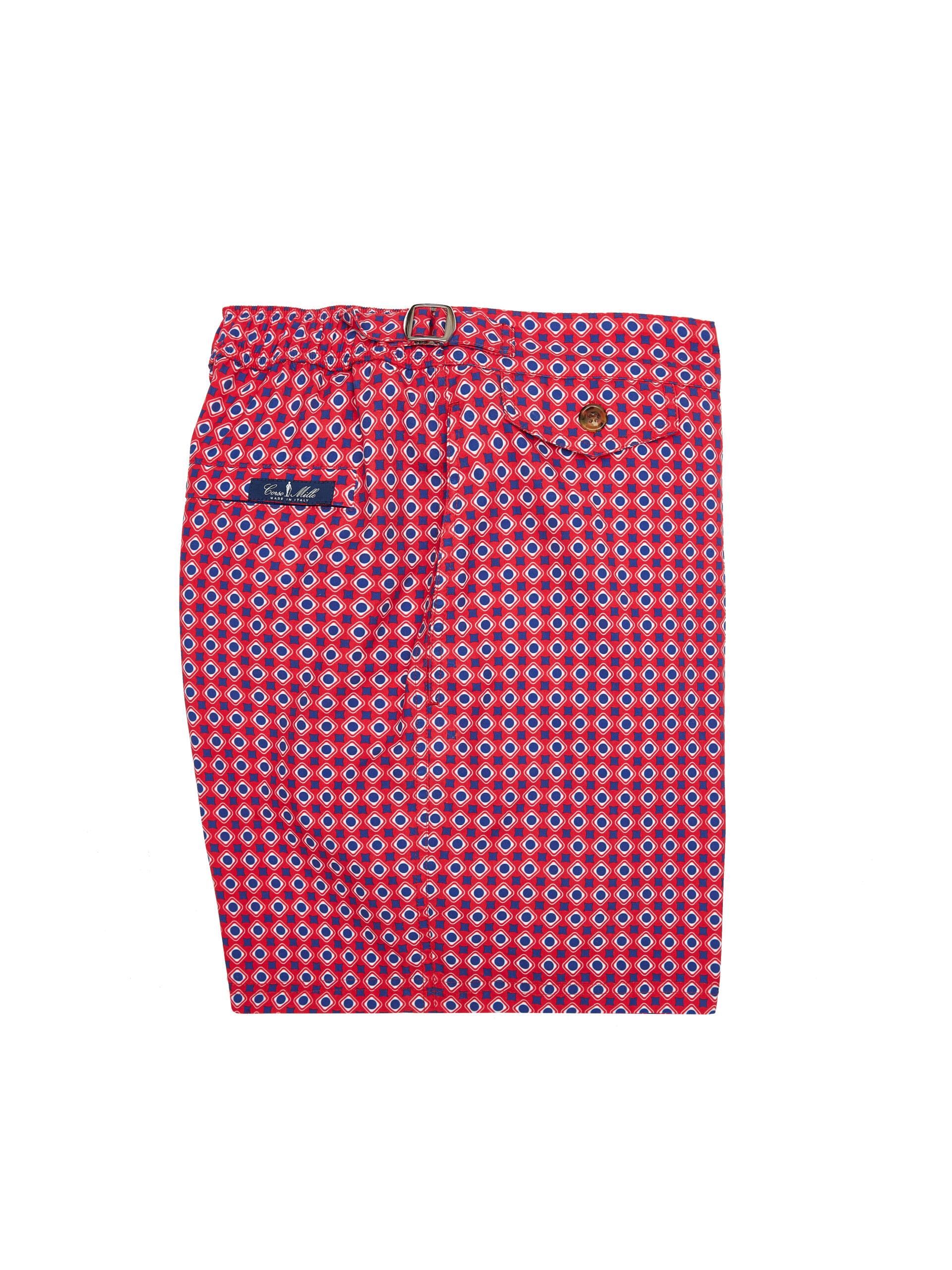 Coral with geometric motif swim shorts 3